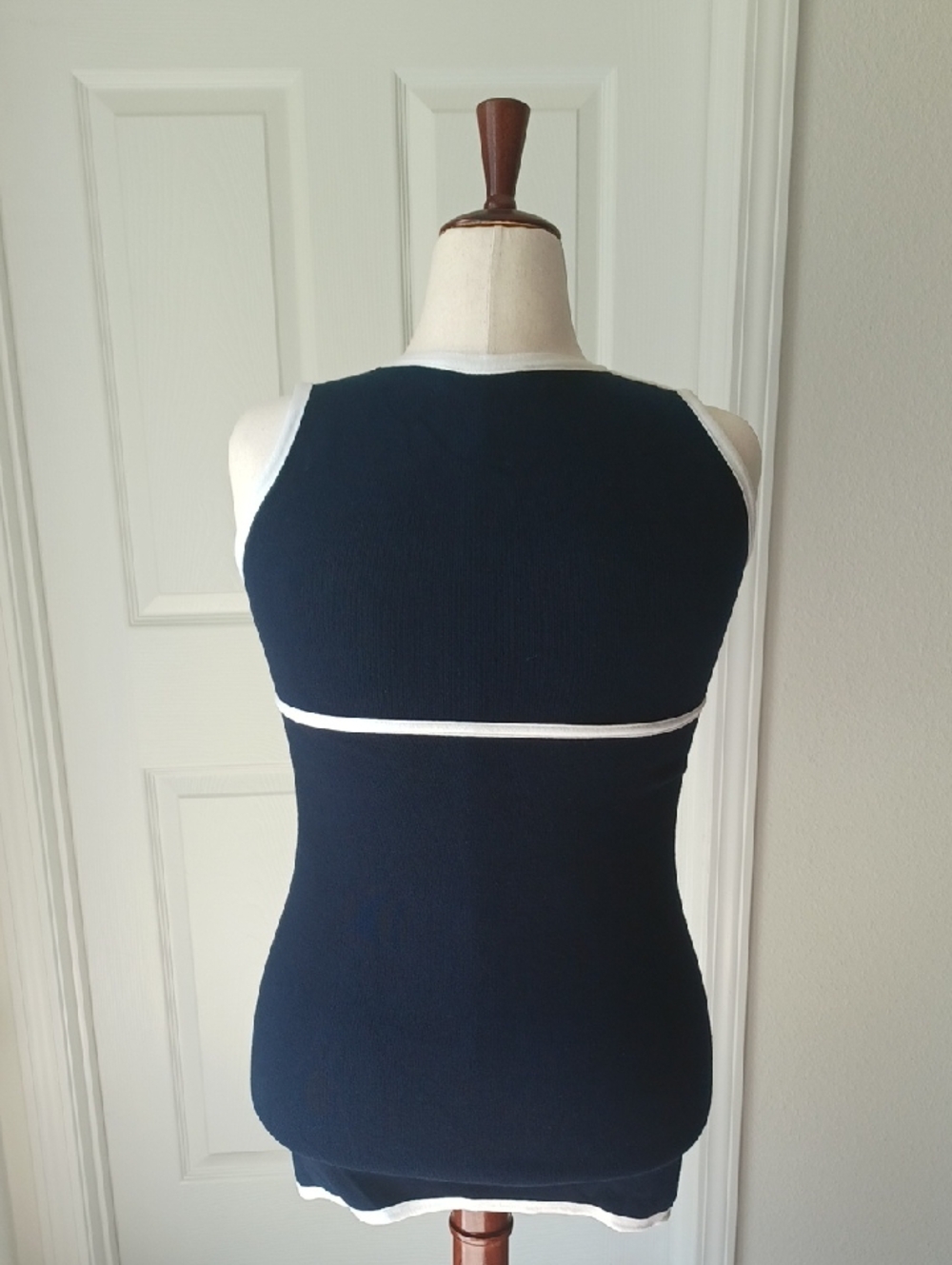 DSQUARED2 Navy Mini Dress with White Contrast Trim and Front Zip Large - Picture 6 of 7